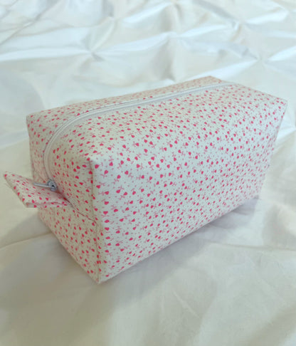 Dainty pink heart makeup bag