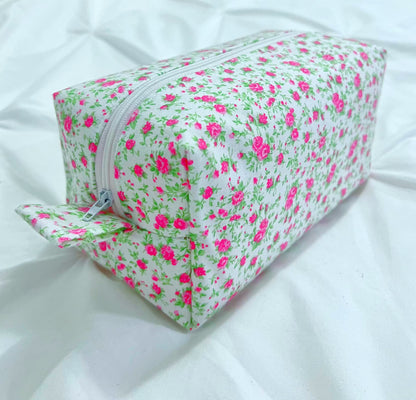 Pink rose makeup bag