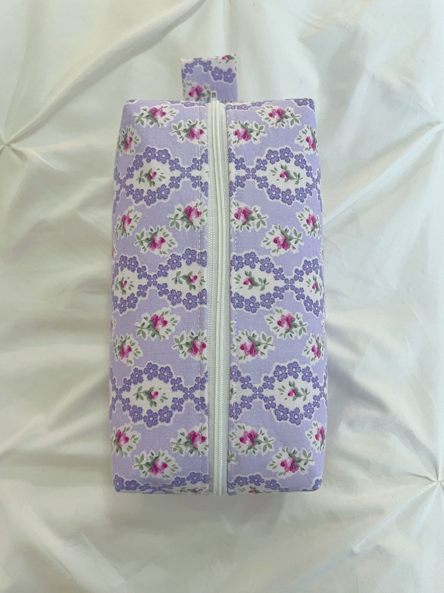 Purple floral coquette makeup bag