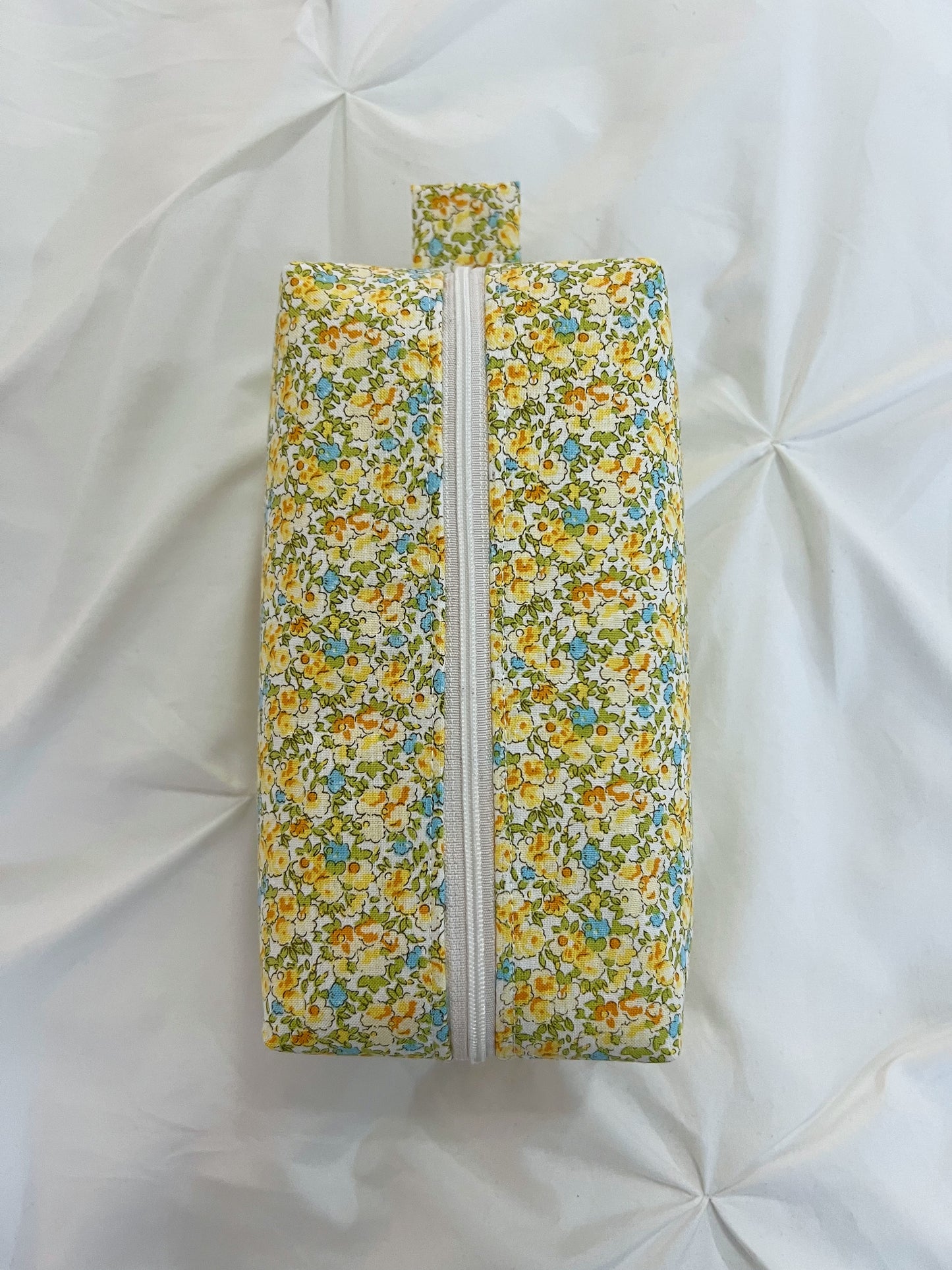 Yellow floral makeup bag