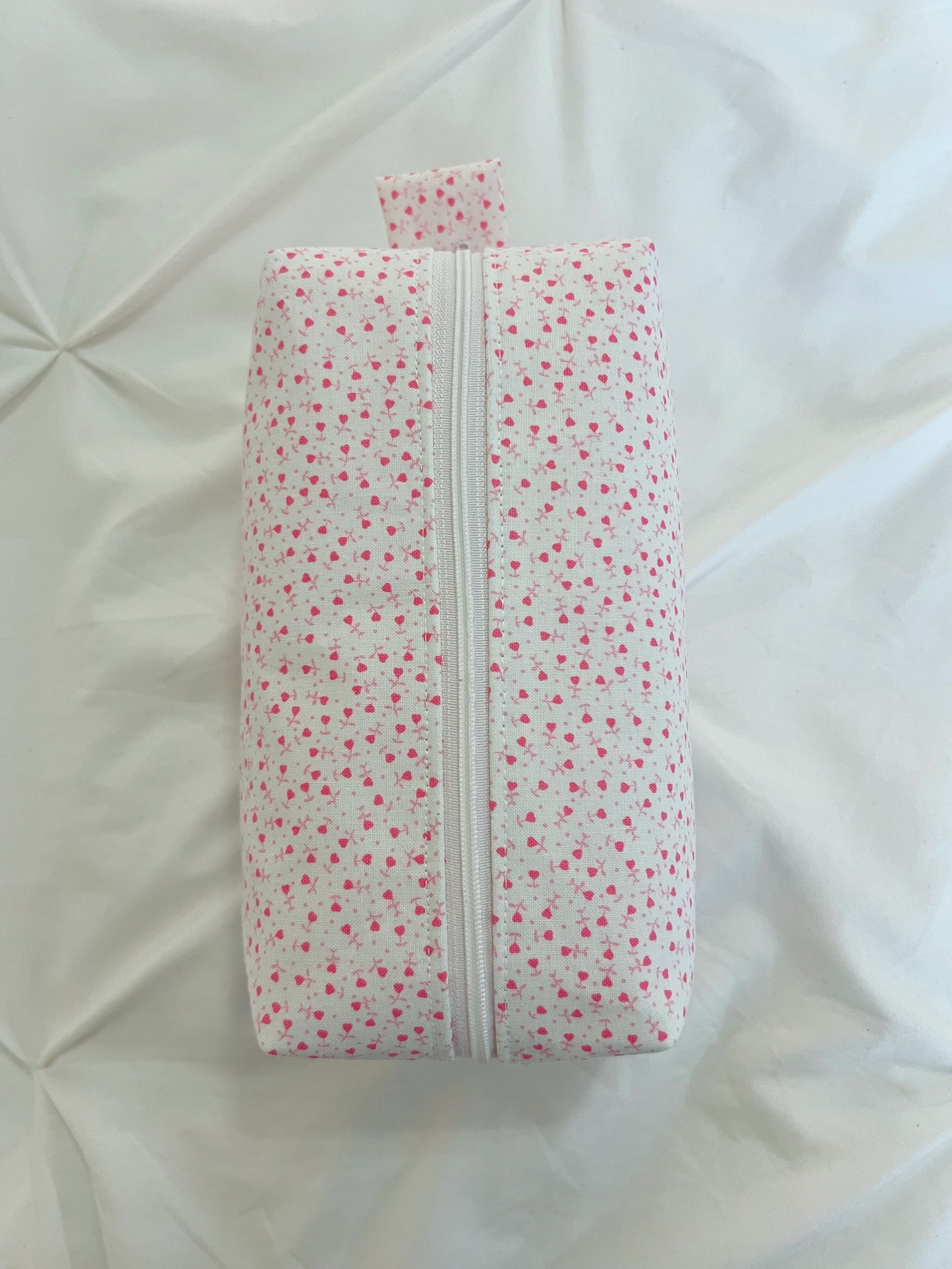 Dainty pink heart makeup bag