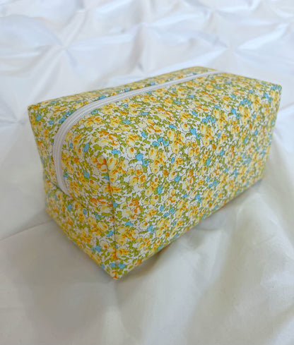 Yellow floral makeup bag