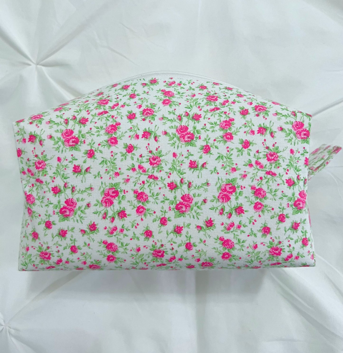 Pink rose makeup bag